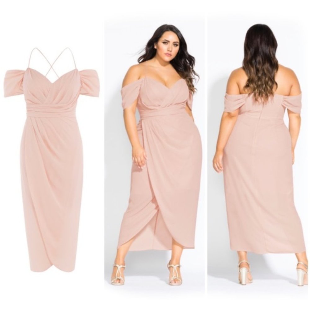 Entwine Dress in Ballet Pink - City Chic